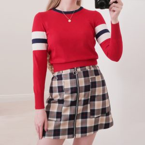 Cropped Knit Sweater with Stripes